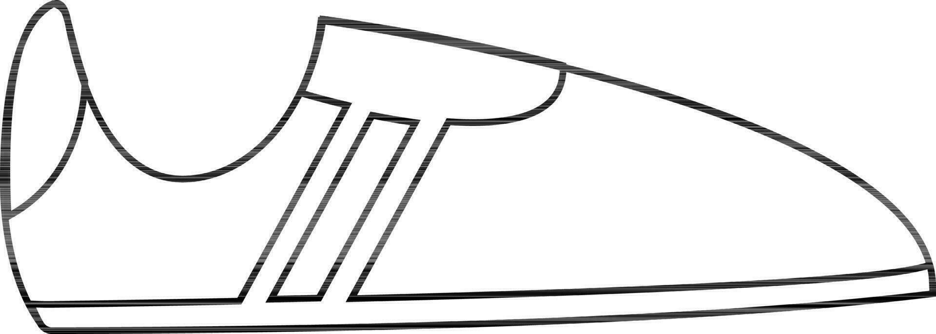 Flat style shoe in black line art. vector