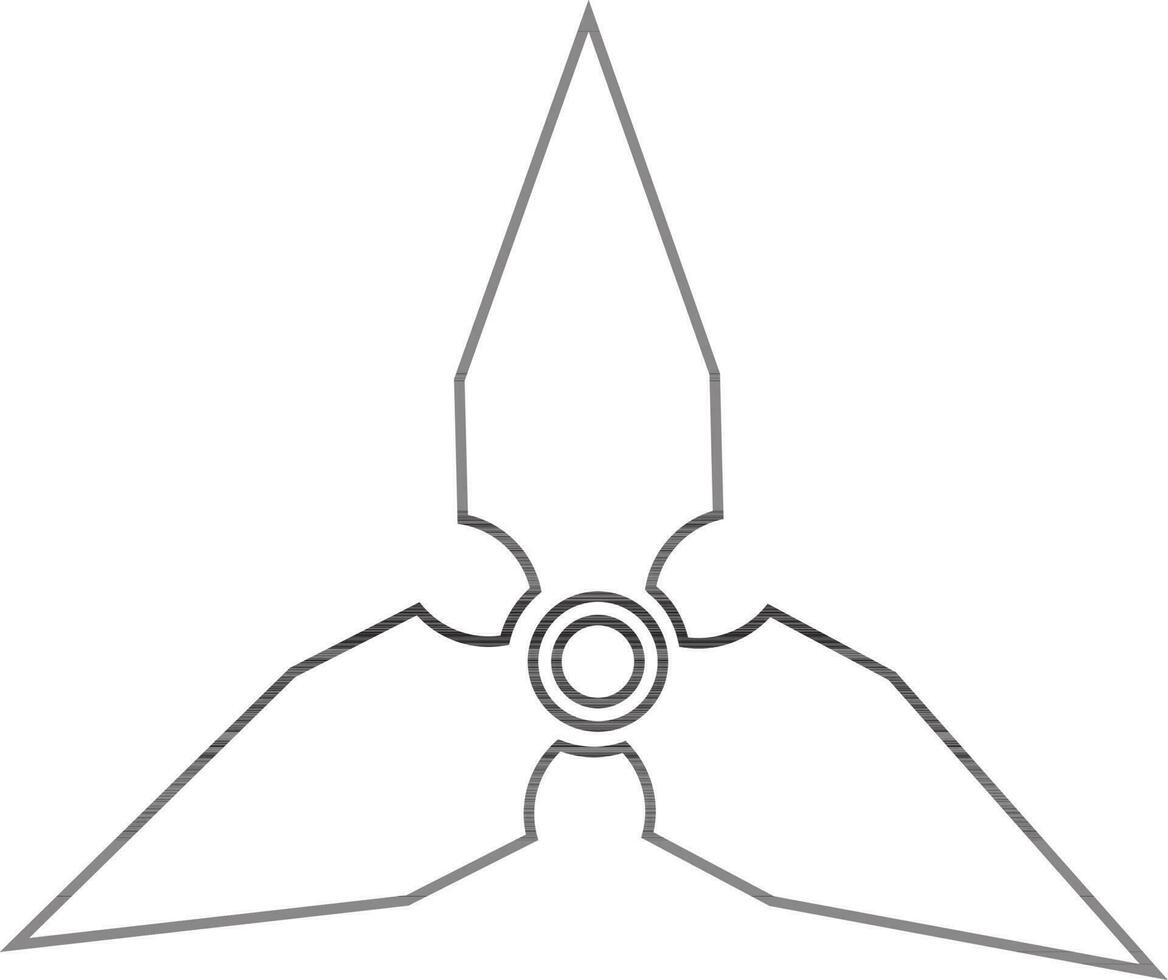 Three pointed arms in spinner toy in stroke style. vector