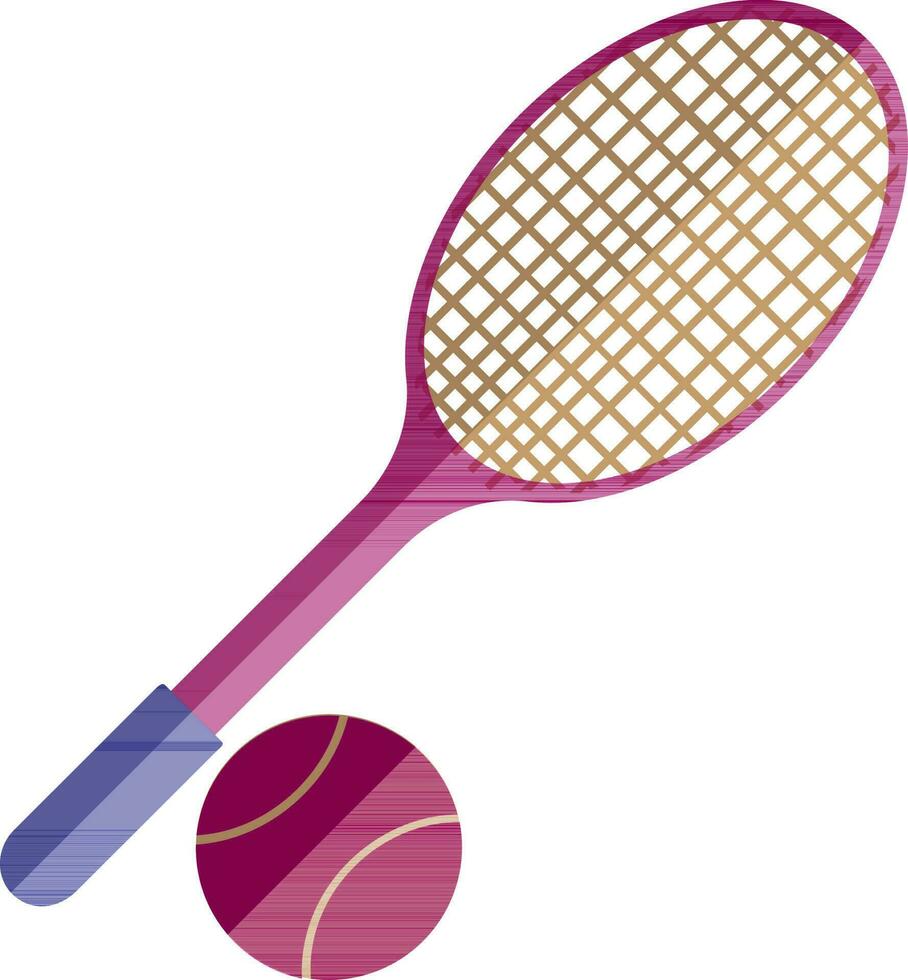 Tennis racket with pink ball. vector