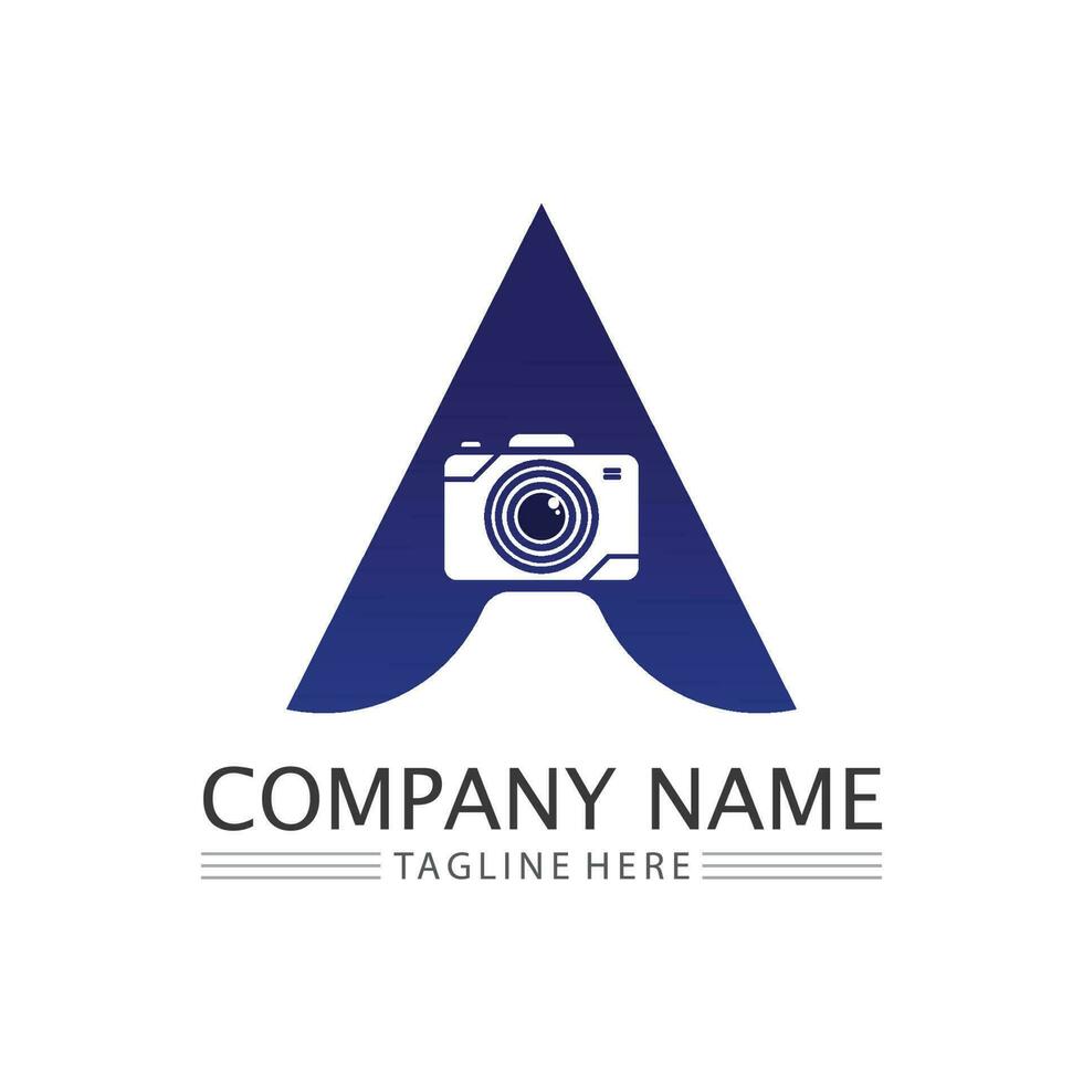 photography camera logo icon vector design template isolated on black background