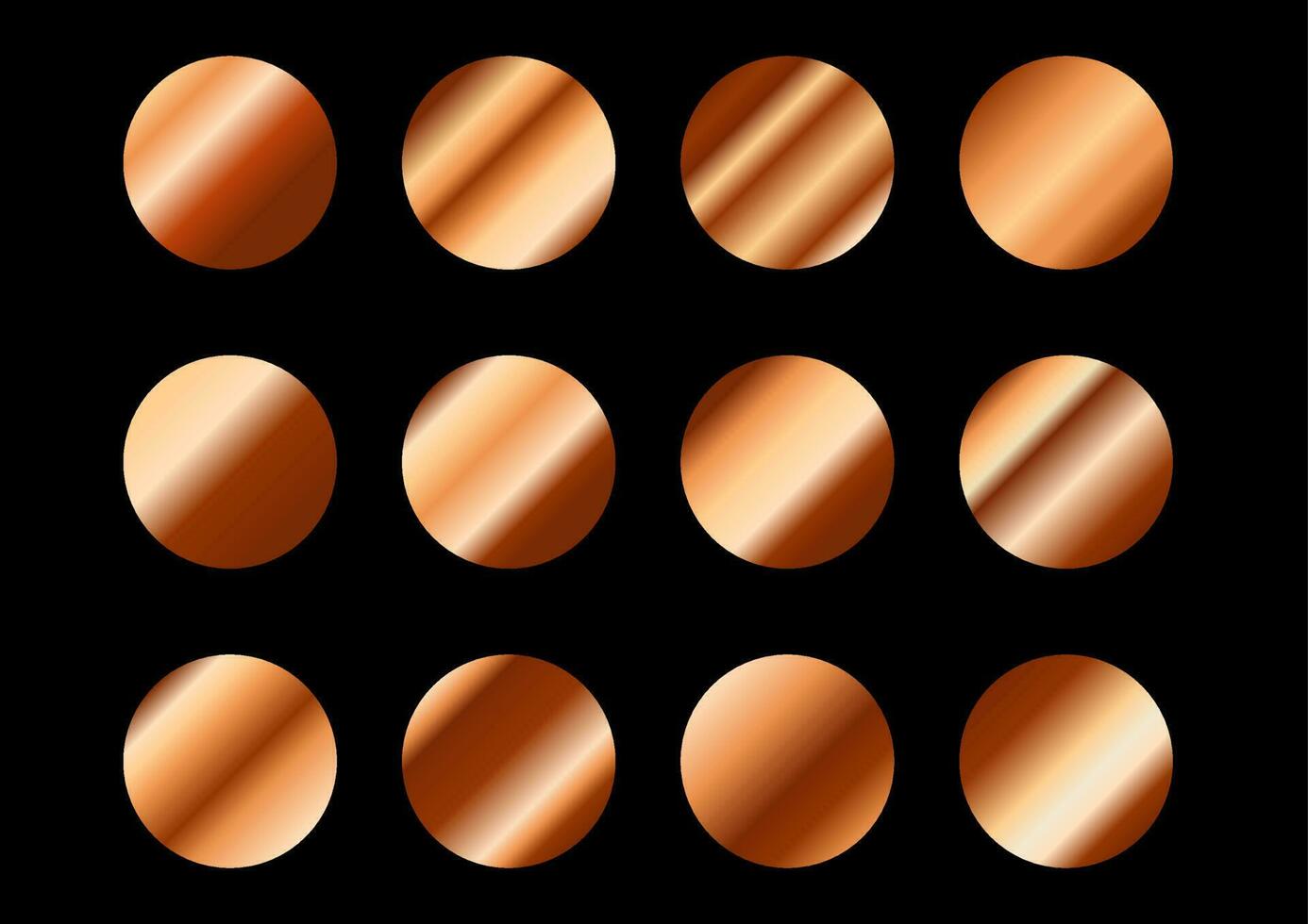 copper metallic gradient set vector