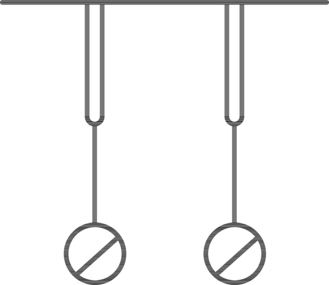 Line-art Gymnastics Rings. vector