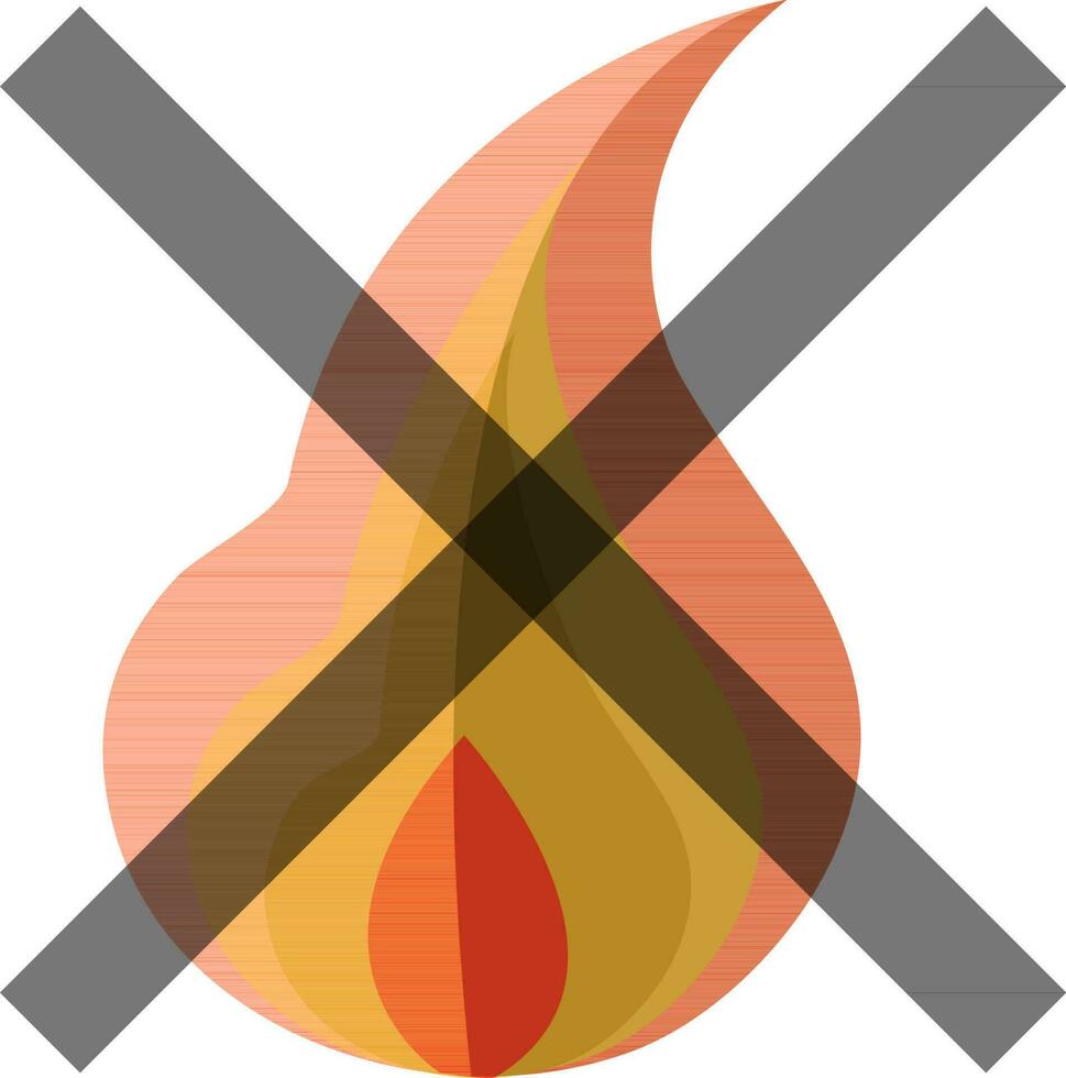 Icon of no fire sign in flat style. vector