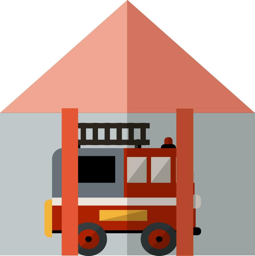 ilustración de fuego camión en pie debajo el estación. vector