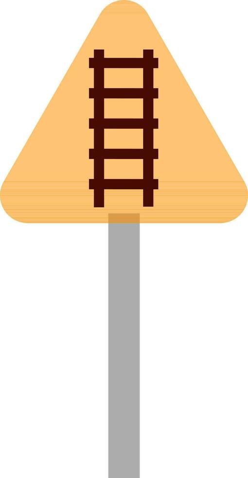 Railroad sign board in triangle. vector