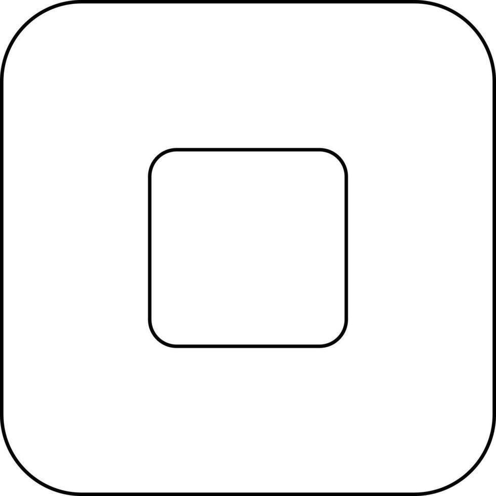 Stop button icon in stroke style for music player. vector