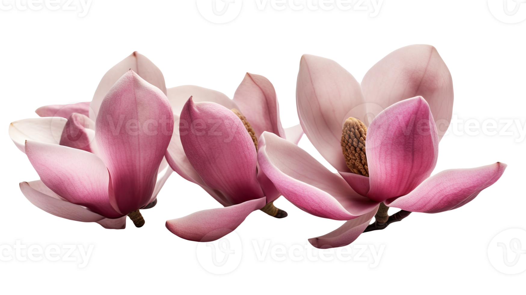 Amazing Photo of Fresh Pink Magnolia Flowers on Transparent Background, . png
