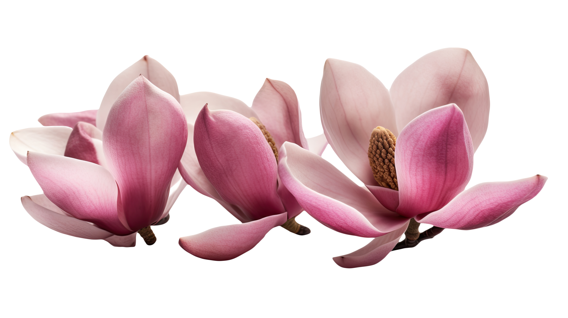 Amazing Photo of Fresh Pink Magnolia Flowers on Transparent Background