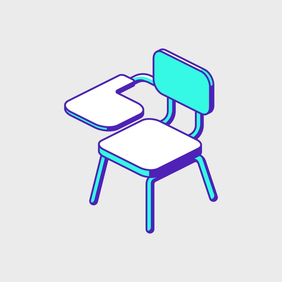 Chair with arm desk isometric vector illustration