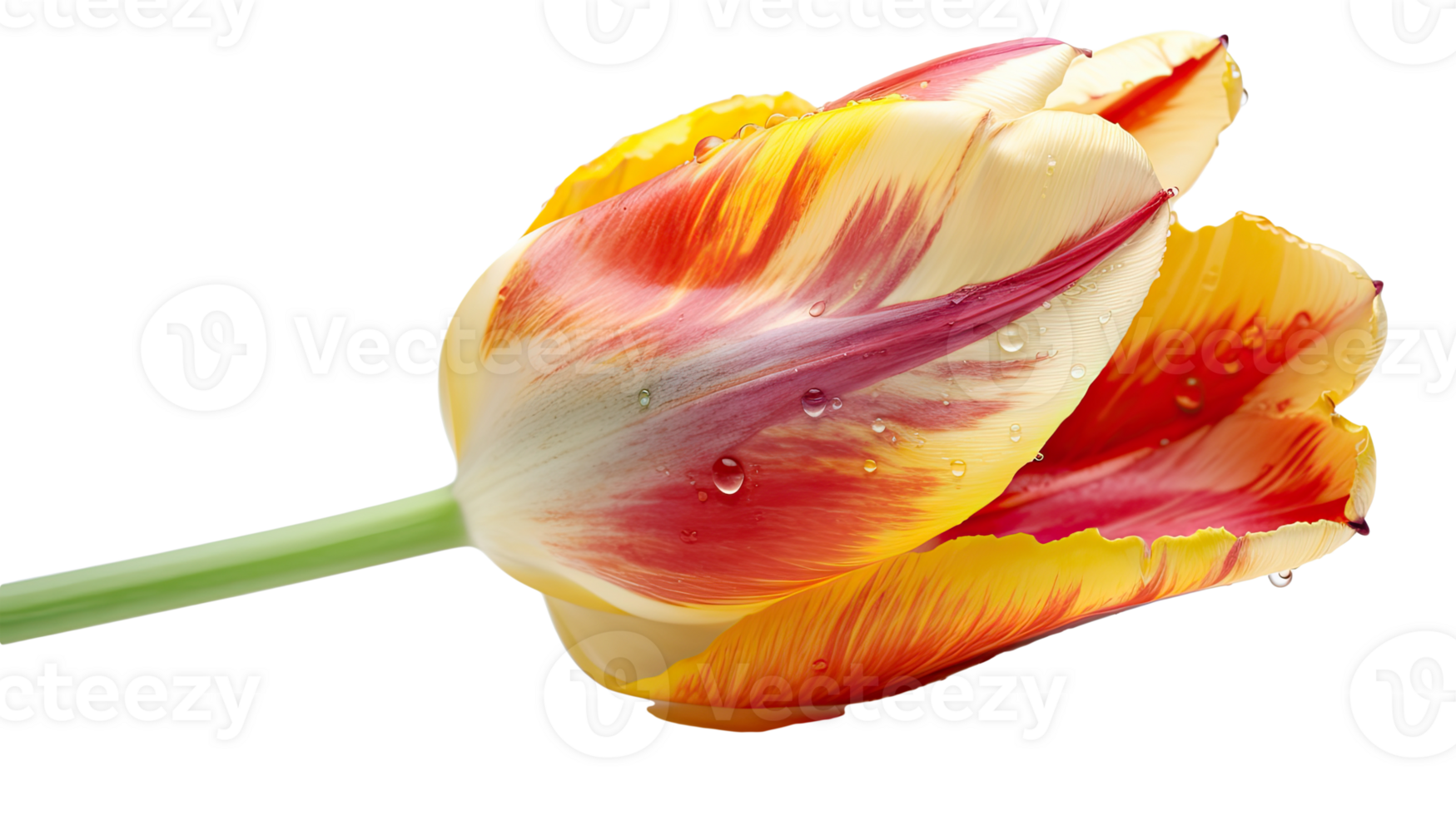 Stunning Image, Water Droplets of Fresh Tulip Flower on Transparent Background. Technology. png