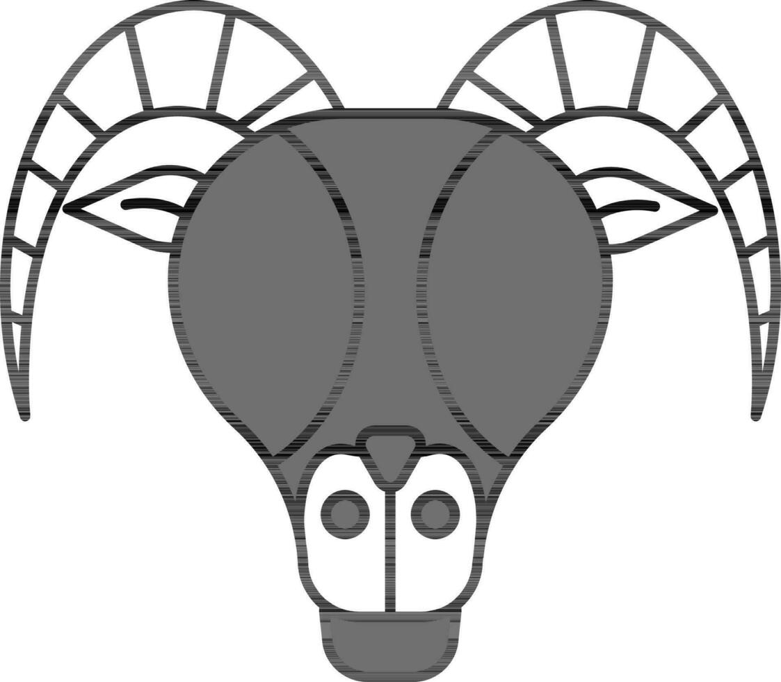 Flat Style Of Aries Zodiac Icon Or Symbol In Gray And White Color. vector