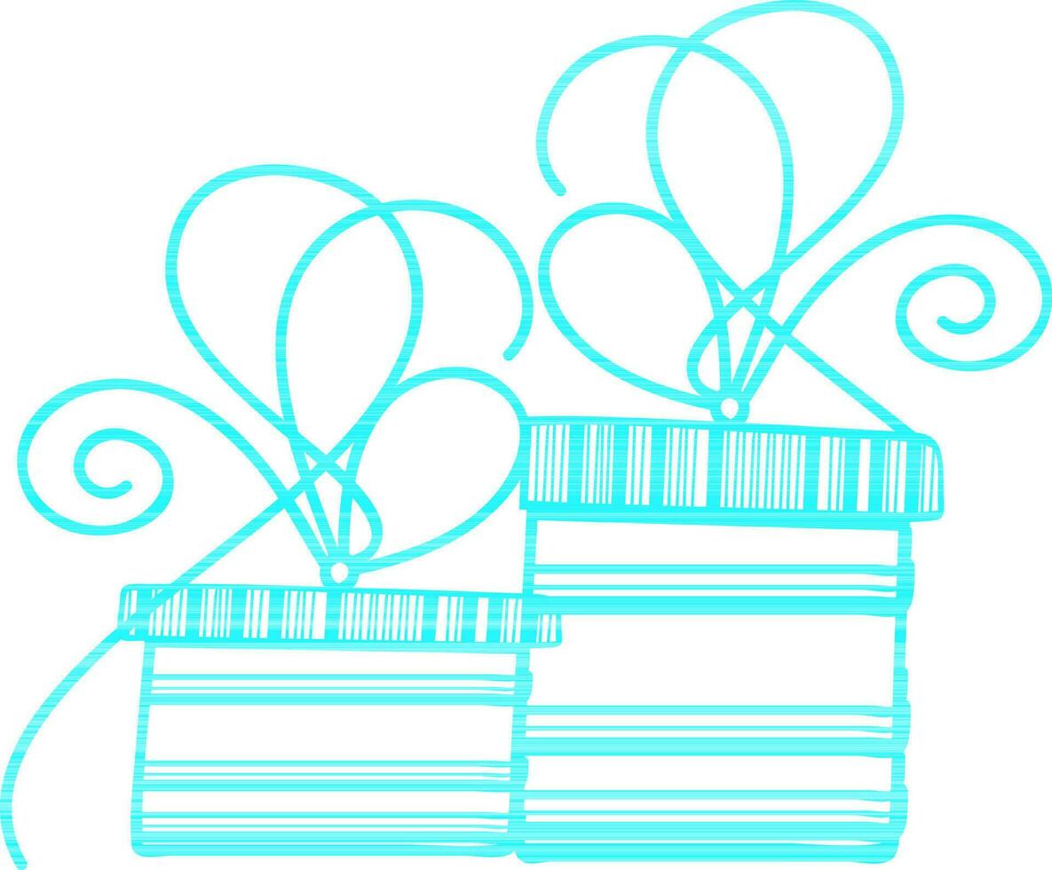 Flat illustration of sky blue gift box with ribbon. vector
