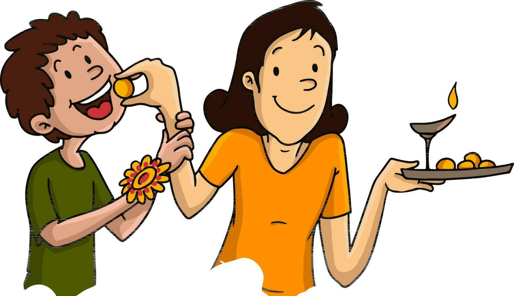 Brother and sister celebrating Raksha Bandhan. vector