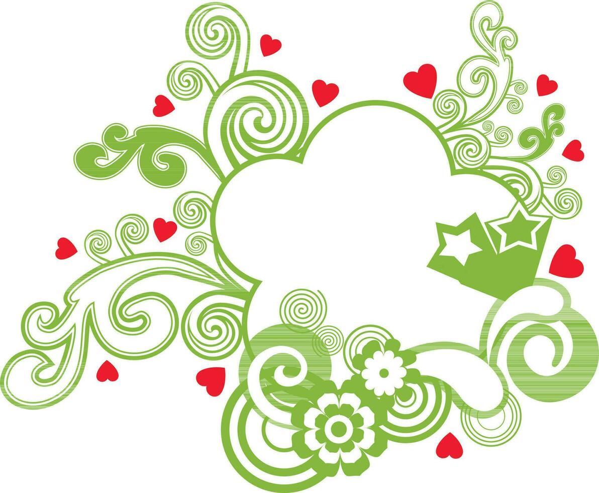 floral diseño decorado corazones, estrella y flores en antecedentes. vector