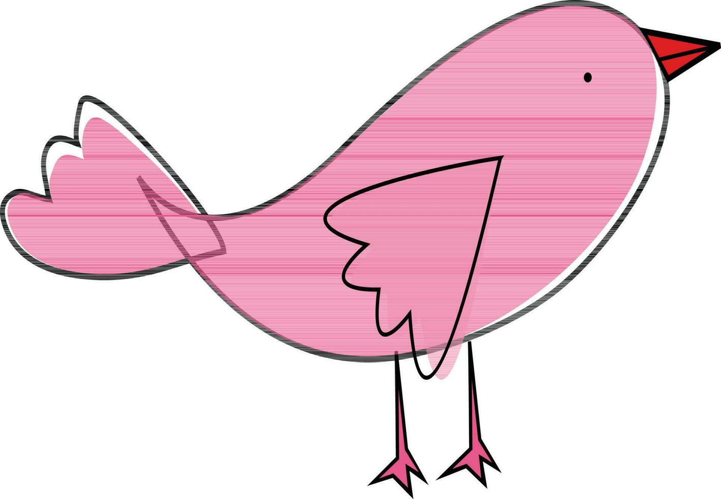 Bird made by pink line art. vector