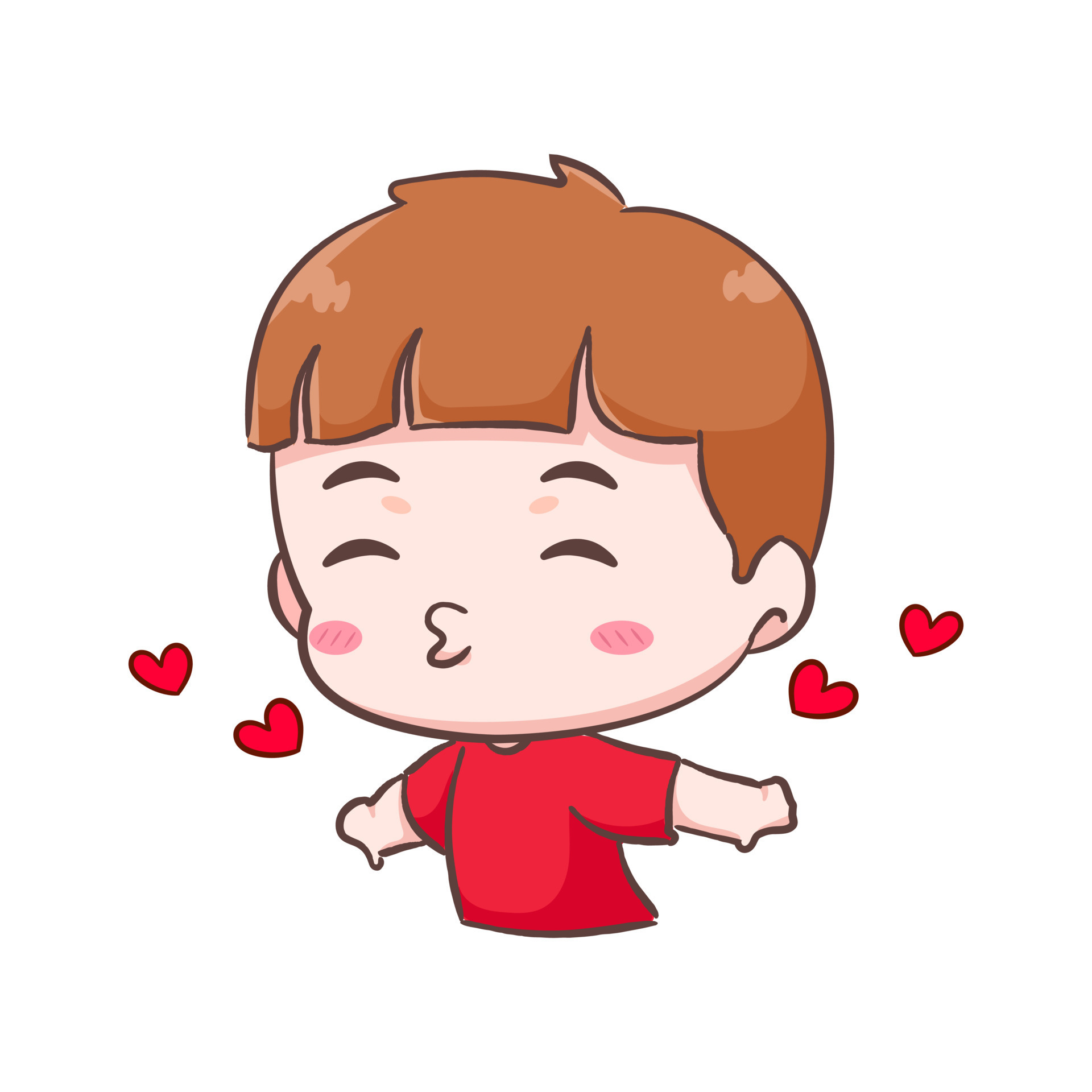 Cute kid boy show love and kiss pose cartoon character. People