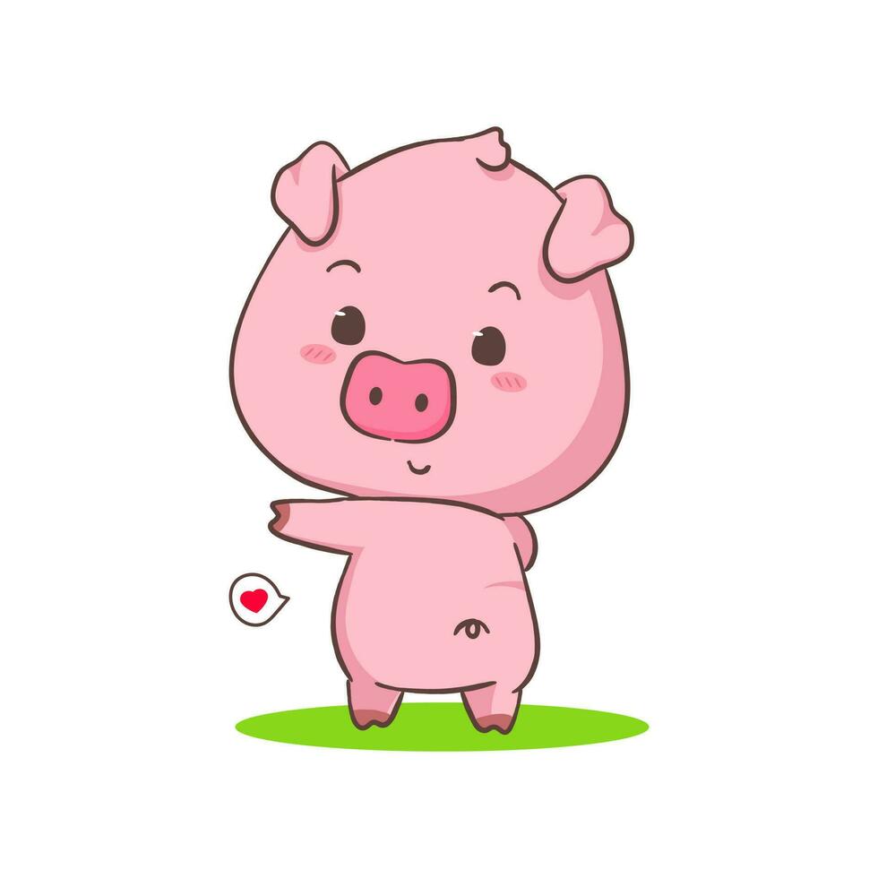 Cute pig cartoon character. Adorable animal concept design. Isolated white background. Vector art illustration