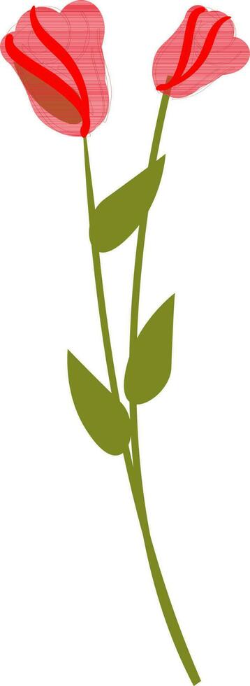 Beautiful red rose flower's with leaves. vector