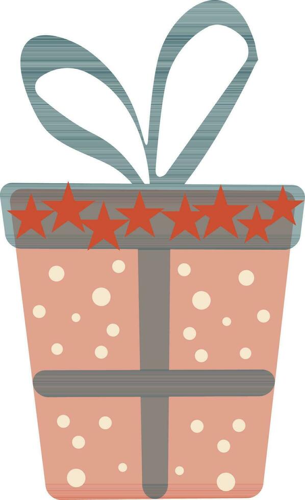 Big red bow on dotted and star colorful gift box. vector