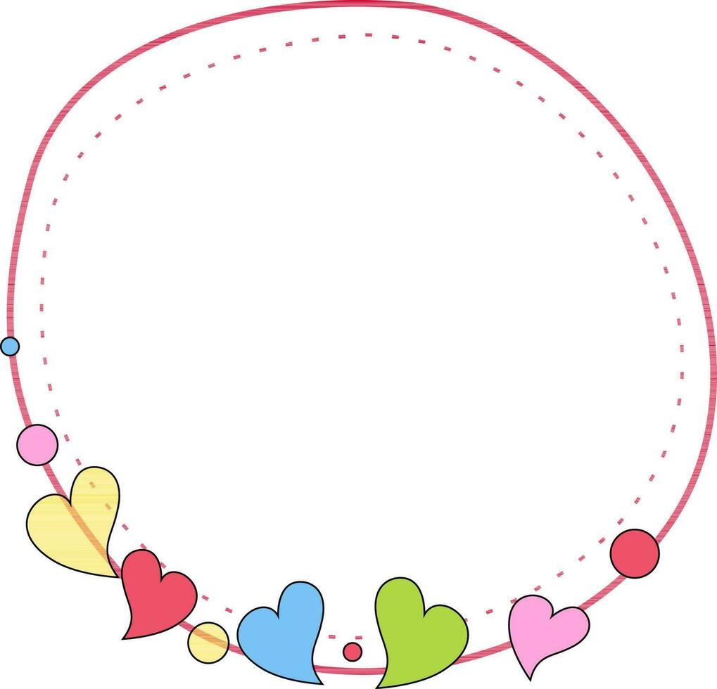 Circle frame with heart spring greeting card. vector