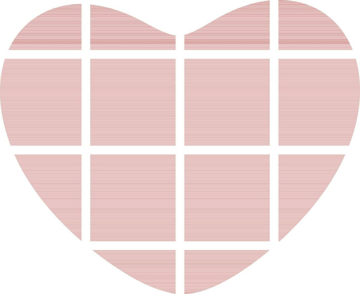 Vector pink heart made from white stripes.