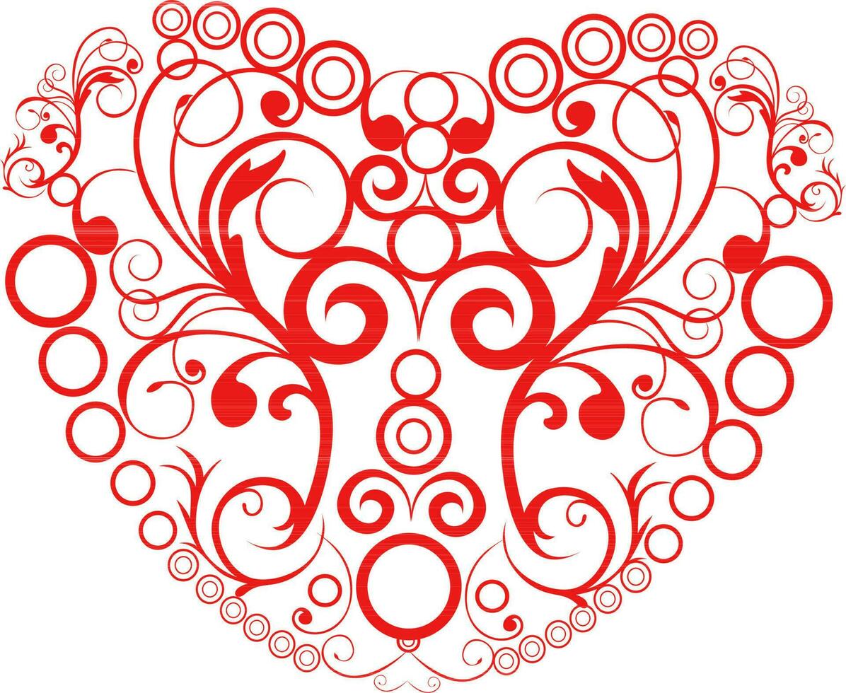 Vector illustration of floral red valentine heart.