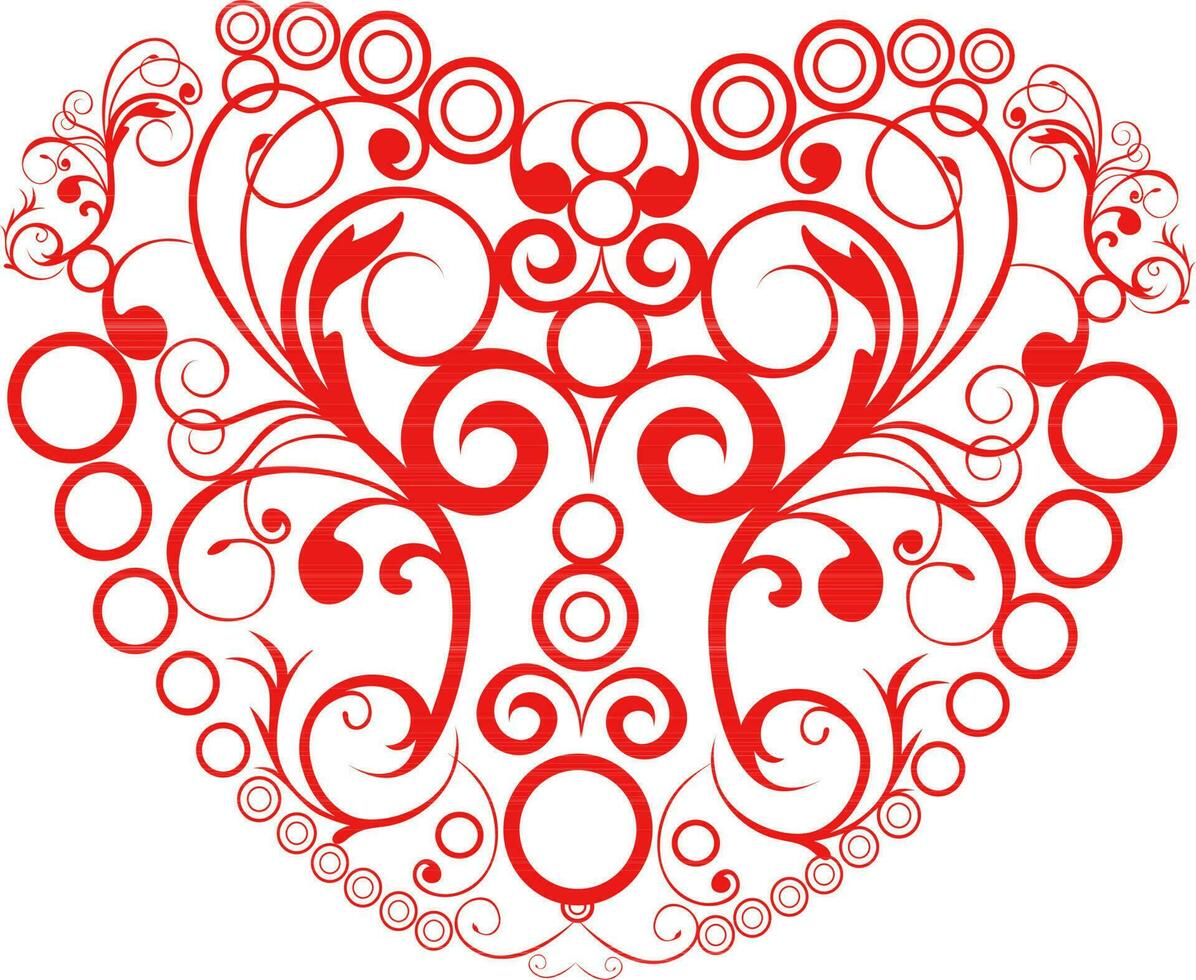 Vector illustration of floral red valentine heart.