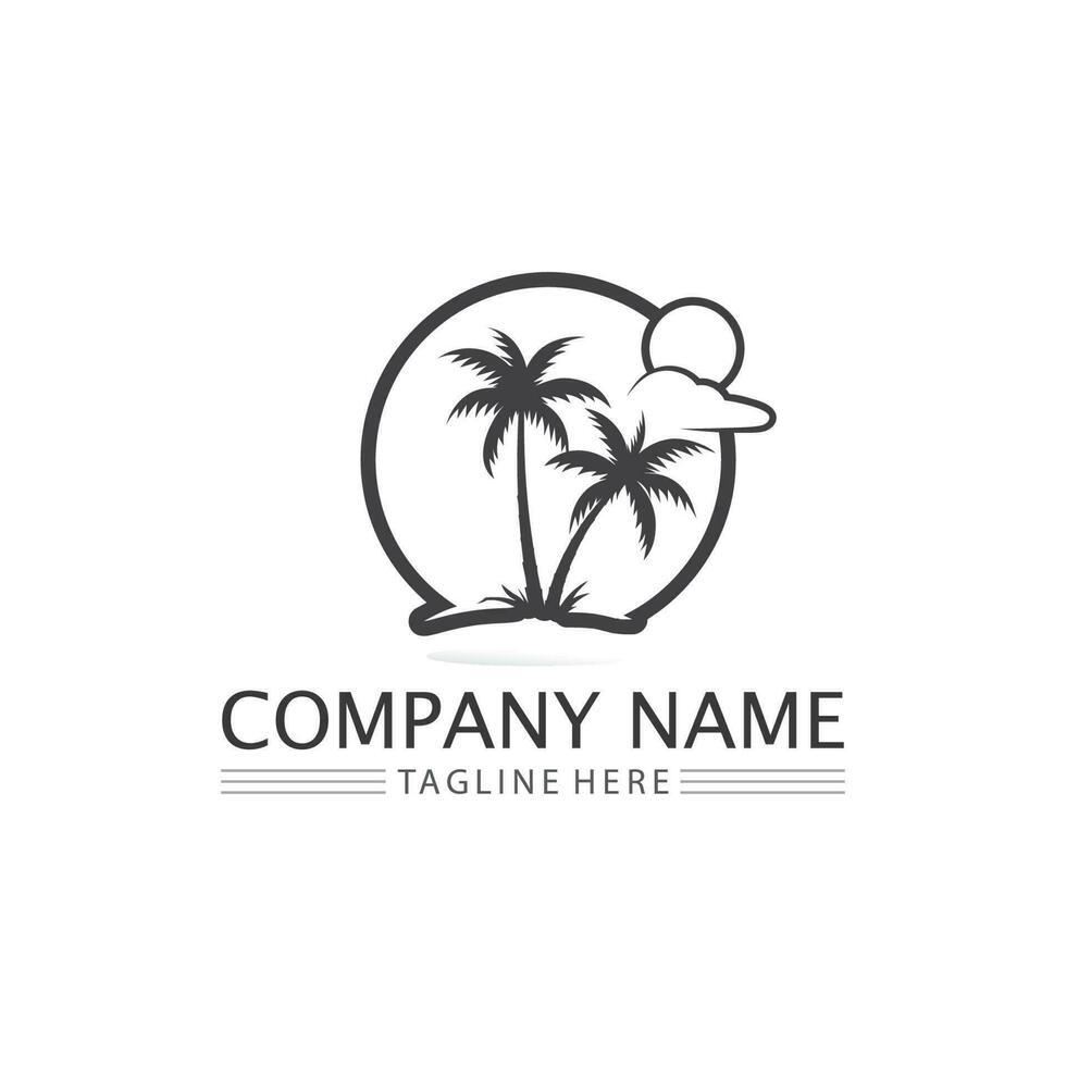 Palm tree summer logo template vector