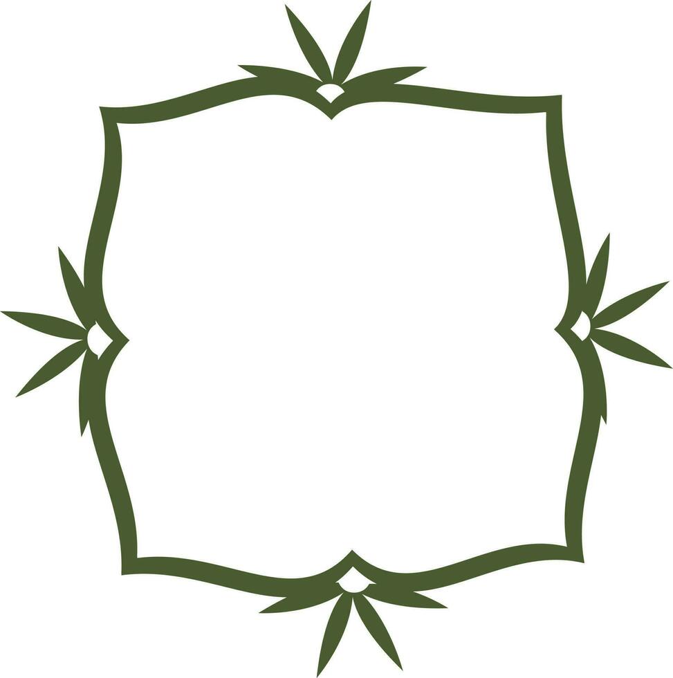 Green leaves decorated blank frame. vector