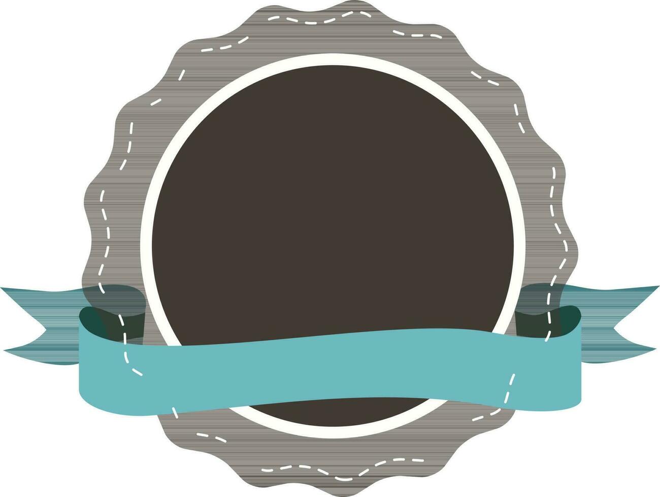 Brown round frame decorated blue ribbon. vector