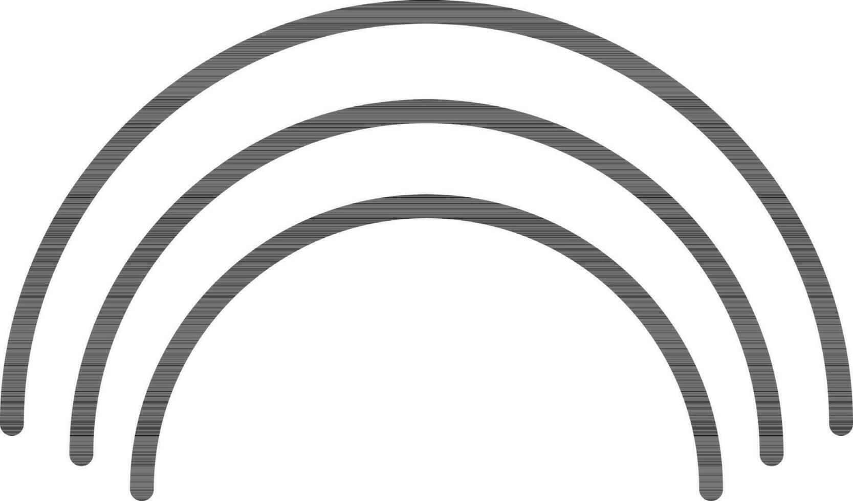 Black line art rainbow in flat style. vector
