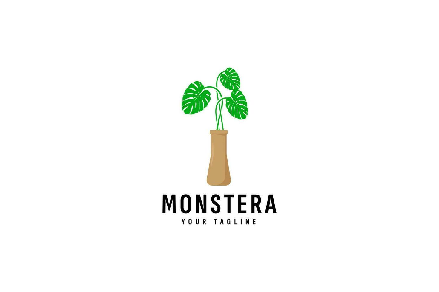 monstera hoja logo vector icono ilustración