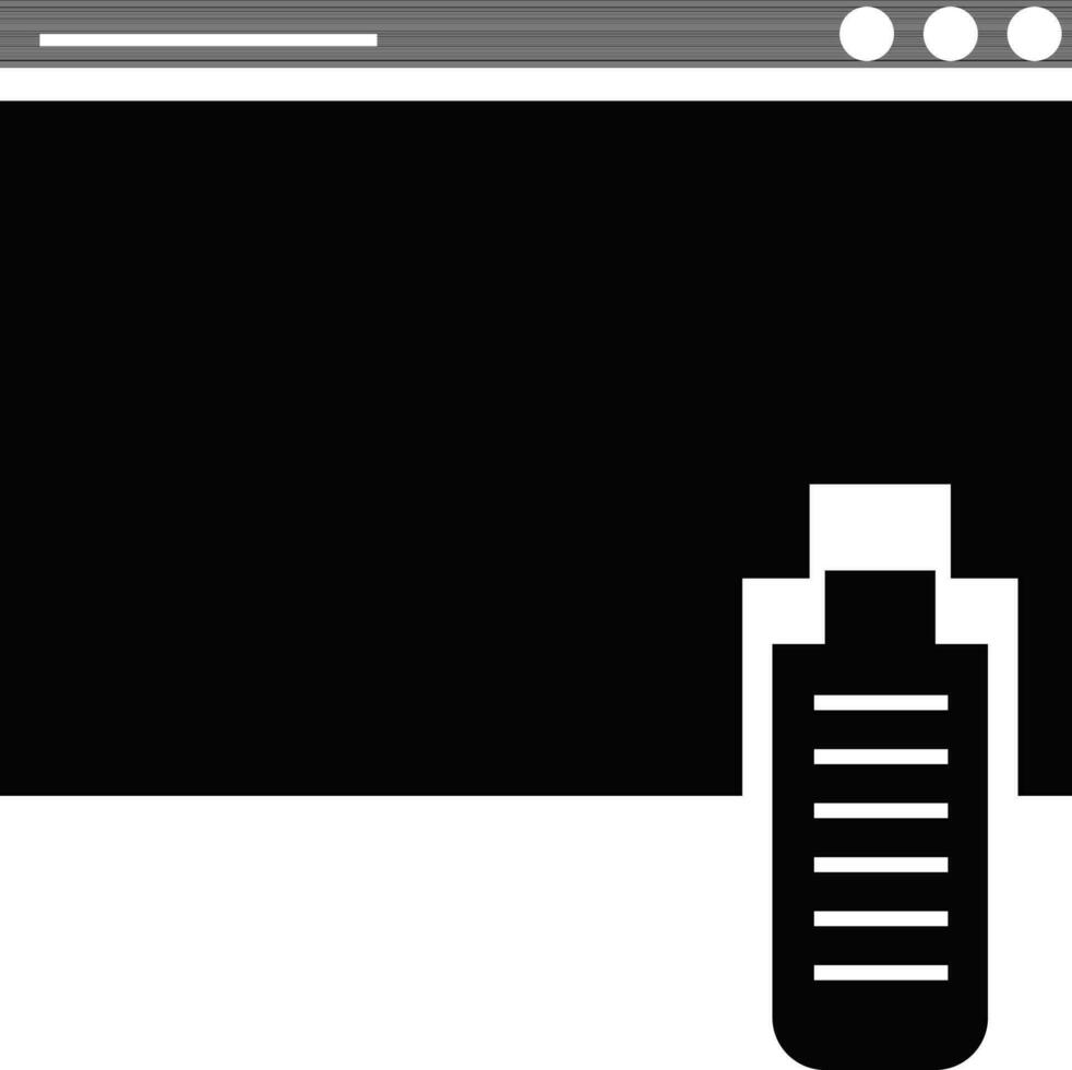 Browser window with Usb icon. vector