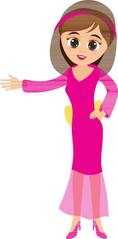 dibujos animados personaje de hermosa novia en rosado vestido. vector