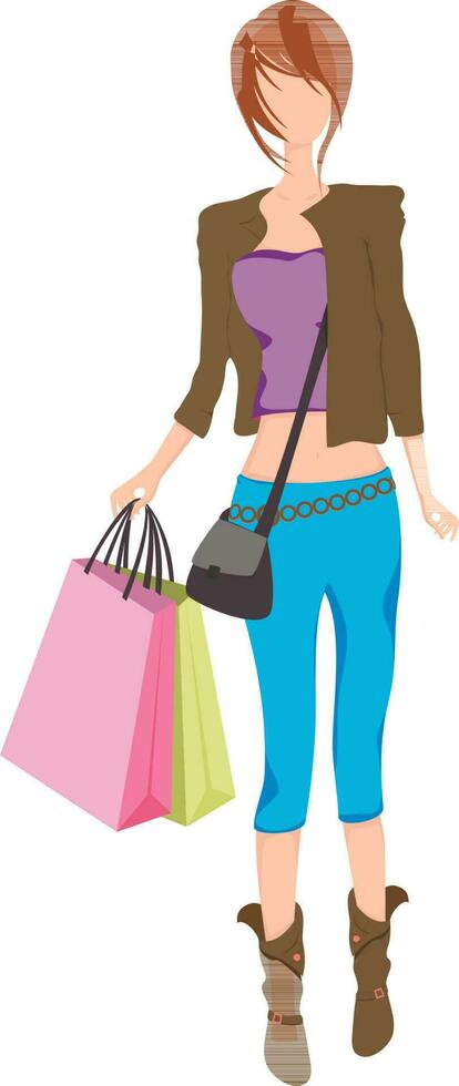 Girl with shopping bags. vector