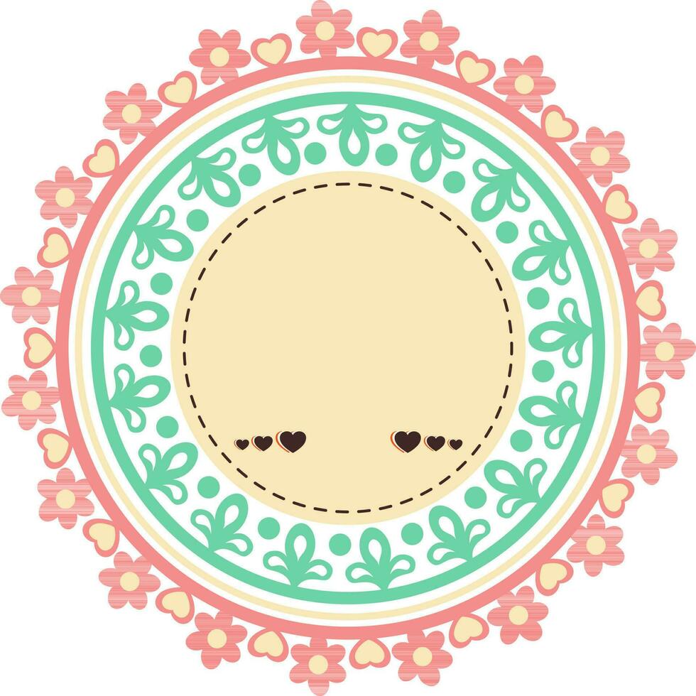 Rounded floral design frame. vector