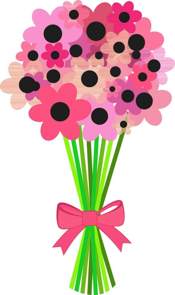 Colorful bunch of flowers with ribbon. vector