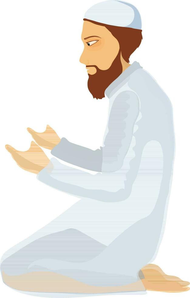 Character of muslim man praying. vector