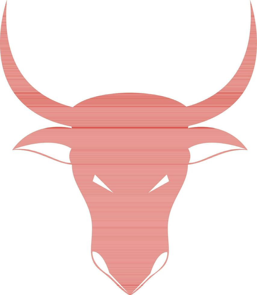 Red color of bull face in taurus of zodiac sign. vector