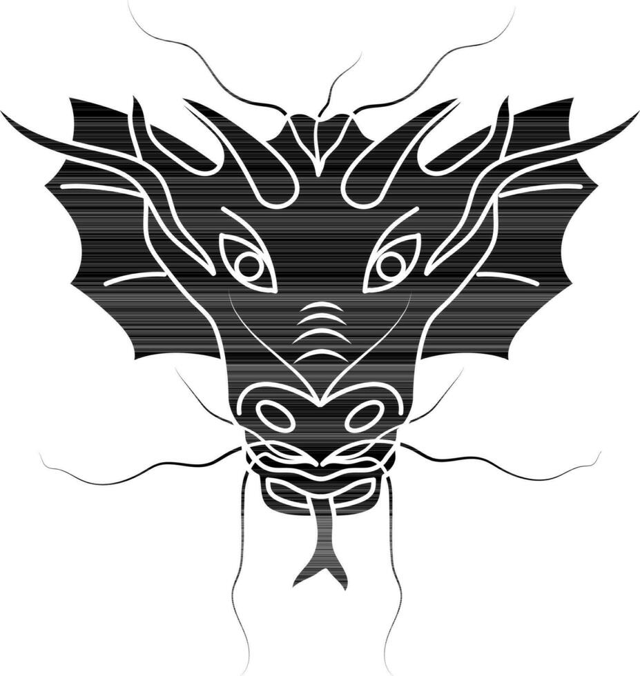 Animal of chinese zodian symbol in dragon face in black. vector