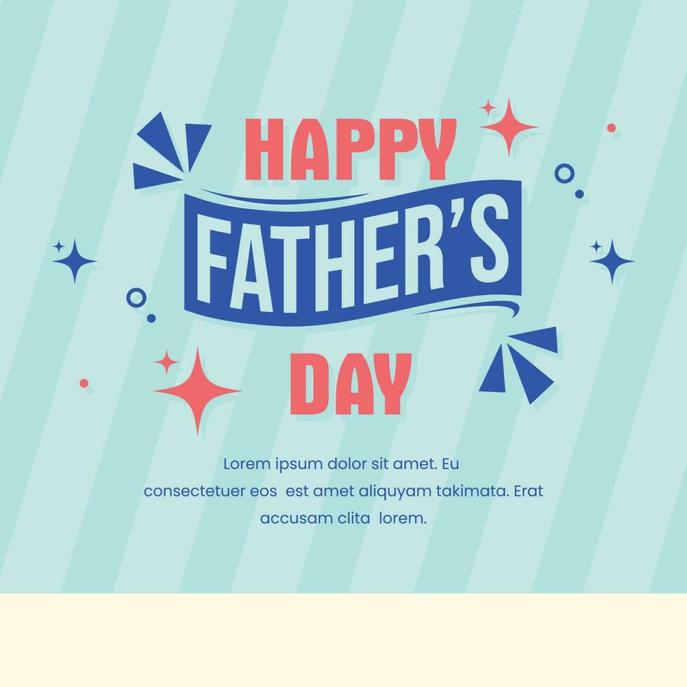 happy fathers day greeting card for post on social media with blue background vector