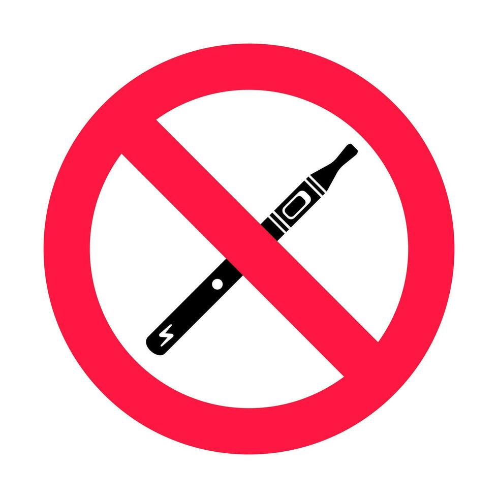 No vaping sign. Red forbidden circle sign icon isolated on white background vector illustration.