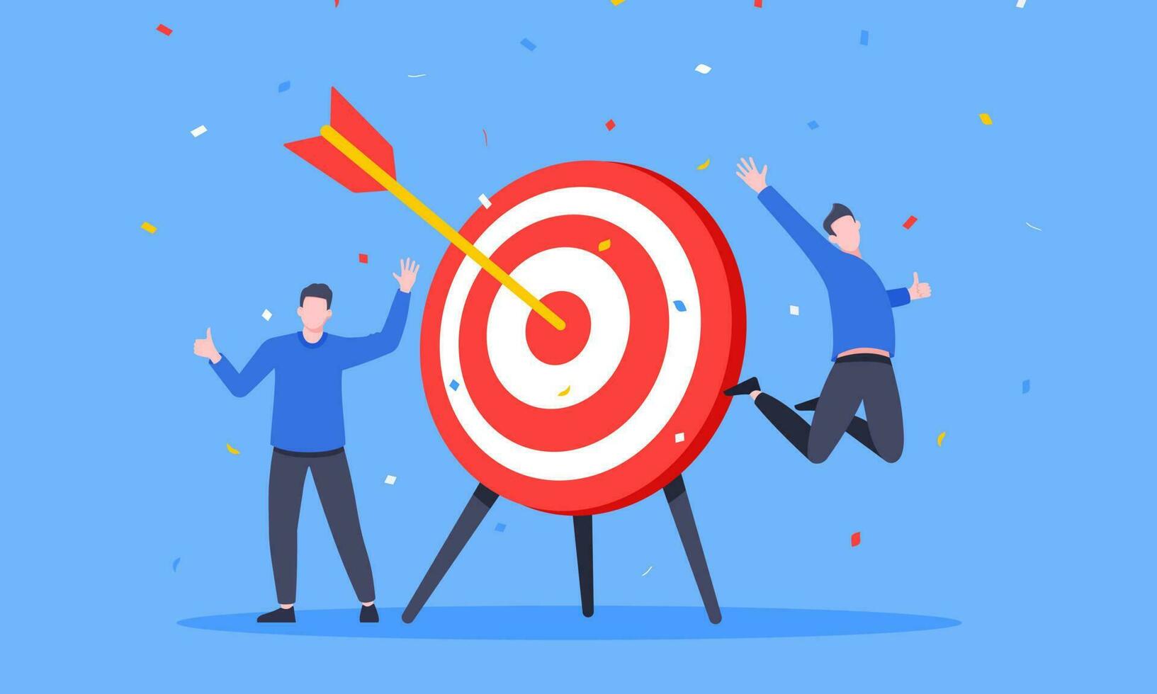 Goal achievement business concept sport target icon and arrow in the bullseye. vector