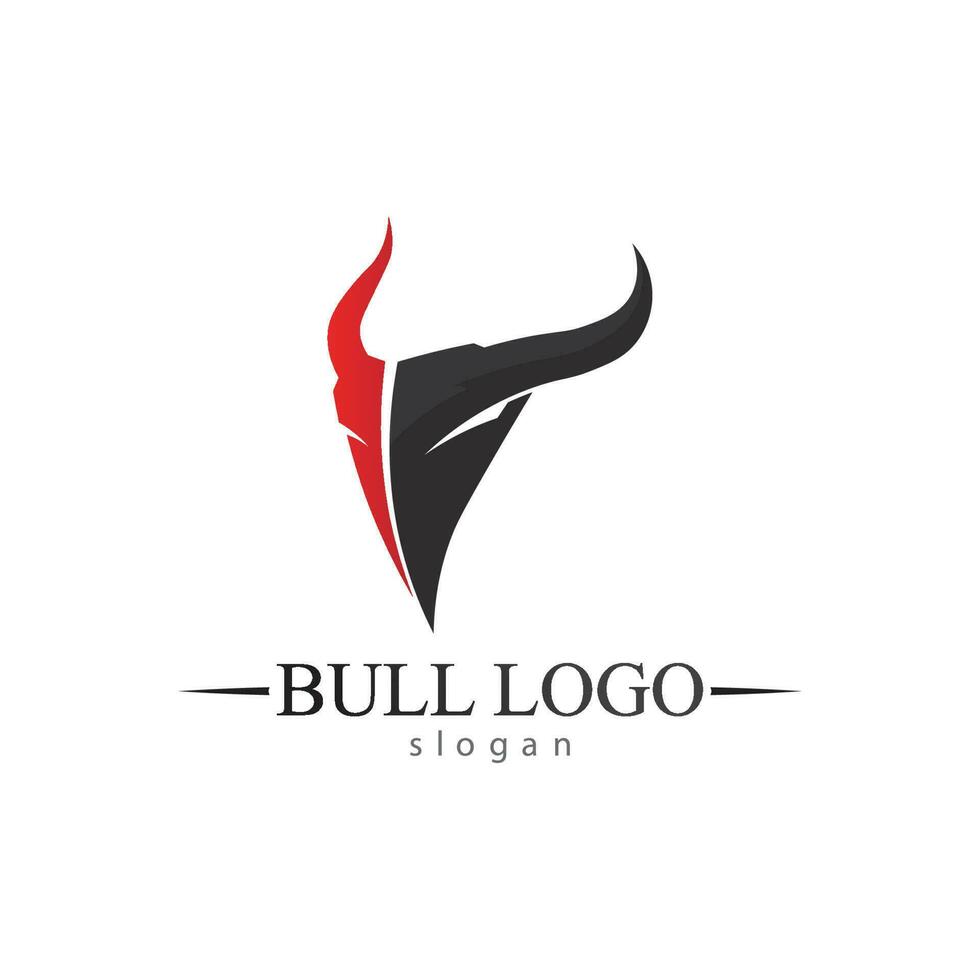 Bull horn and buffalo logo and symbols template icons app vector