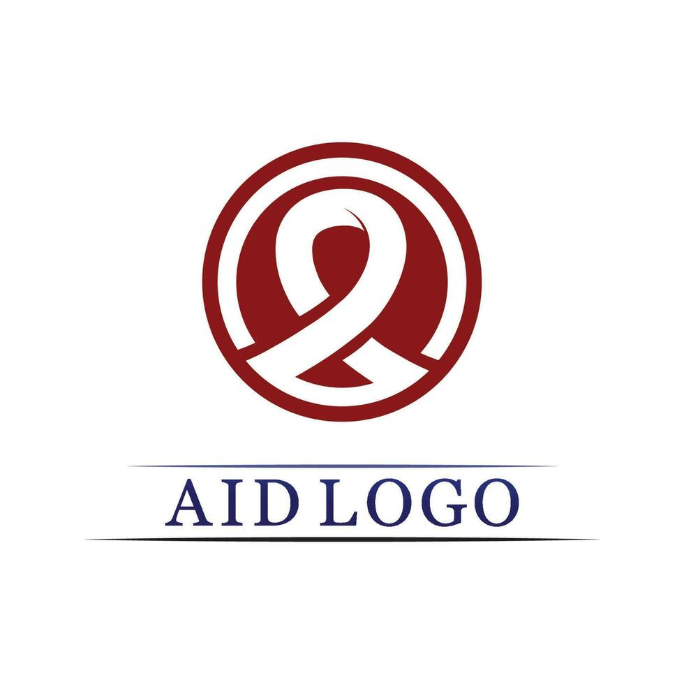 aids ribbon logo and world aids day vector design