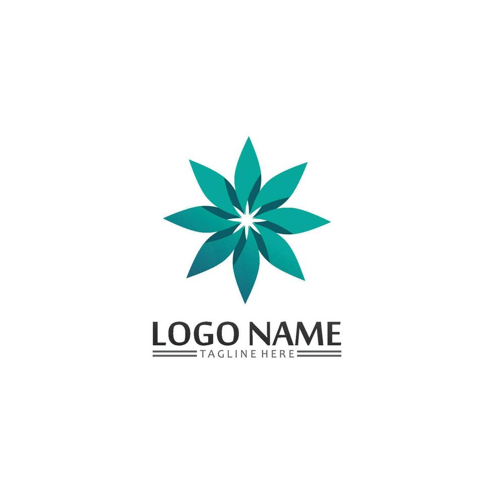 Tree leaf vector and green logo design friendly concept