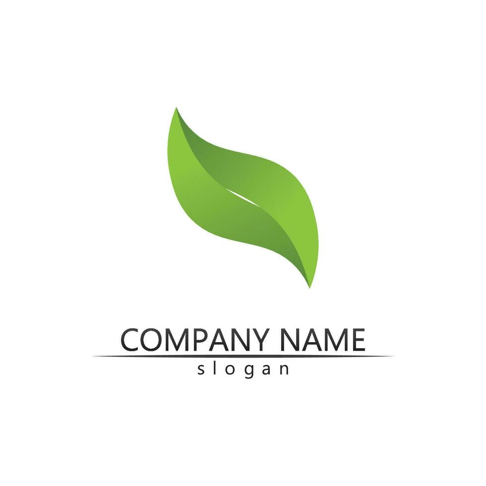 Tree leaf vector and green logo design friendly concept