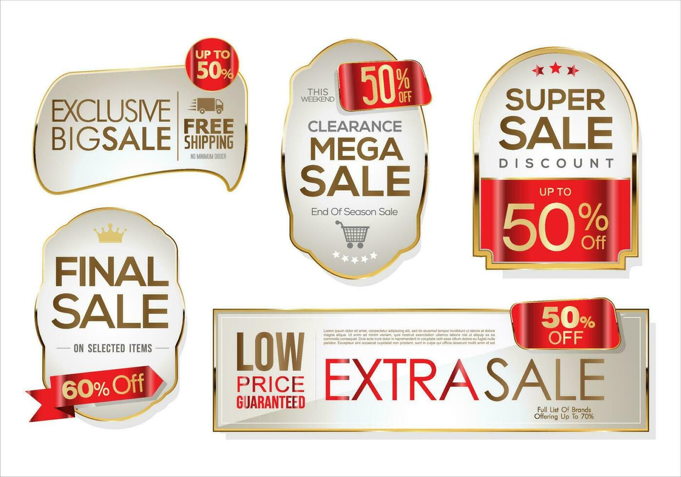 Super sale golden retro badges and labels collection vector