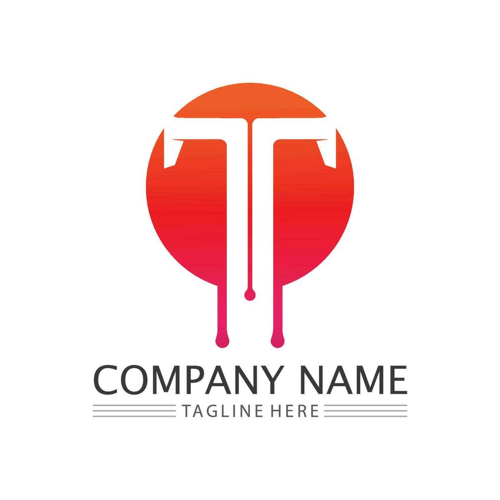 letter T logo image and font T design graphic  vector