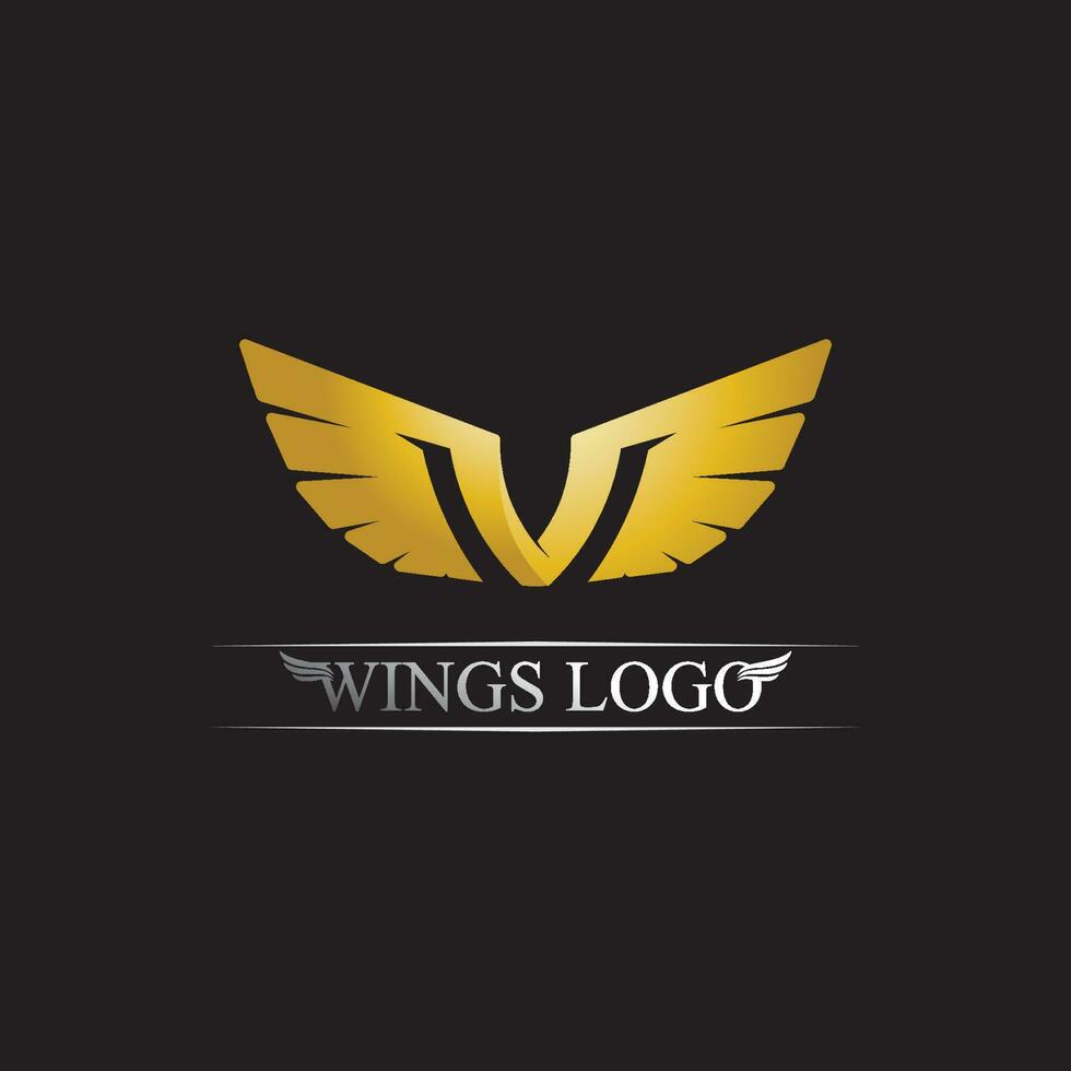 símbolo del logotipo del ala de oro negro para un diseñador profesional vector